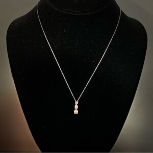 Silver Pink Cubic Zirconia 3 Stone Sterling 925 Pendant Chain